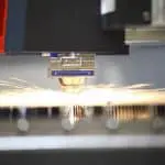 Detail of cutting torch on BLS Baykal Laser