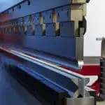 Inside side view of press brake beam and tooling