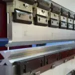Side view of the tooling on a Morgan Rushworth Press Brake
