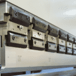 Close up detail of the top beam on a Morgan Rushworth Press Brake
