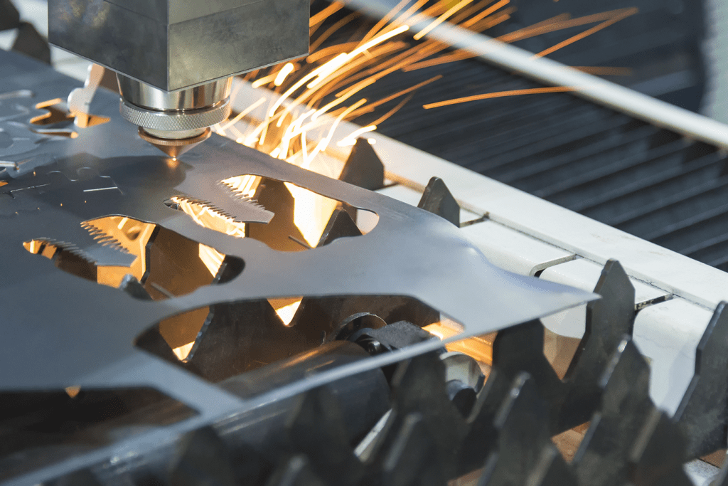 Detail of a fibre laser cutting
