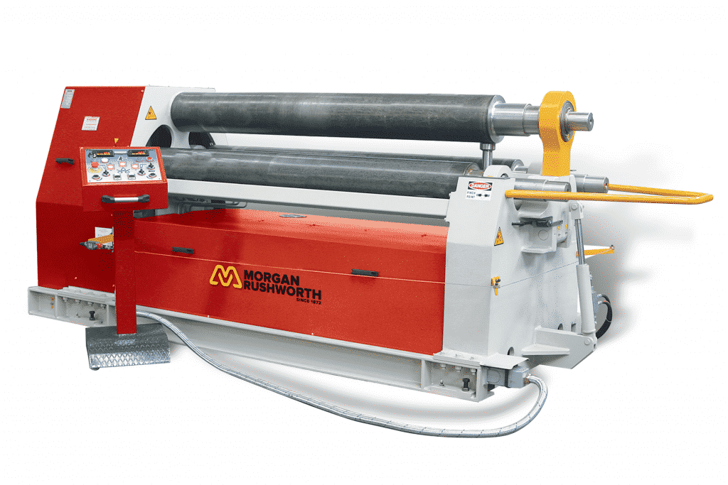 Front view of the Morgan Rushworth DPBM-3 Hydraulic Bending Roll featured with the standard controller